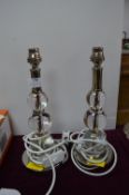 Two Glass & Chrome Table Lamp Bases