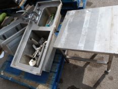 *Two Small Stainless Steel Sinks with Drawers & Small Prep Table/Stand