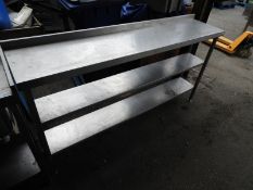 *Stainless Steel Preparation Table with Upstand to Rear over Three Shelves