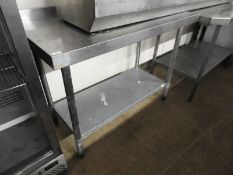 *Vogue Stainless Steel Preparation Table with Undershelf and Upstand to Rear 120x60cm