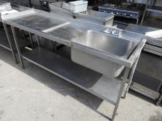 *Stainless Steel Commercial Sink Unit with Left Hand Drainer, Undershelf and Upstand