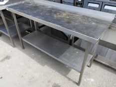 *Stainless Steel Preparation Table with Upstand to Rear, and Undershelf 150x60cm
