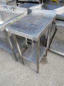 *Stainless Steel Preparation Table Infill Unit with Upstand to Rear, and Undershelf