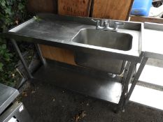 *Stainless Steel Commercial Sink Unit with Left Hand Drainer, Undershelf and Pillar Taps