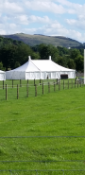 30ft x 50ft traditional marquee complete with aluminium Kings and ridge pole ropes and window walls