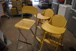 2 Child's Folding Highchairs, and a Folding Stool