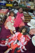 Two Ethnic Dolls and Witch on a Broom Stick