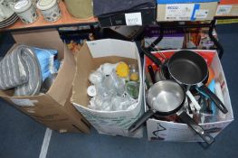 Three Boxes of Household Goods, Kitchenware, etc.