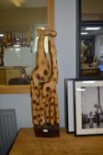 Carved Wooden Giraffe Figure
