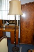 Turned Oak Vintage Standard Lamp and Cream Shade