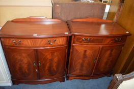 Pair of Bow Front Mahogany Effect Cupboard