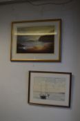 Two Framed Watercolour Seascapes (one missing glas