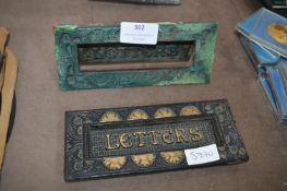 Two Victorian Brass Letter Boxes
