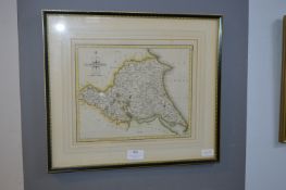 Framed Vintage Map of Yorkshire 1787 by John Carey