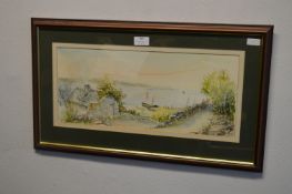 Framed Watercolour by John Hinstance - Coastal Sce