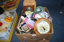 Decorative Items; Clocks, Pottery Dishes, Figures,