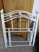 Pair of Single Bedheads Decorated with Floral Porcelain Finials