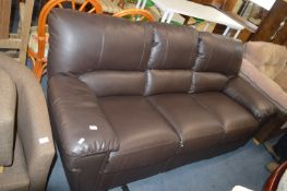 Brown Leatherette Three Seat Sofa