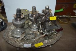 Plated Tray plus Money Boxes, etc.