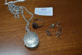 Sterling Silver Ring Crucifix Earrings