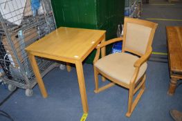 Small Square Beech Table and Matching Chair