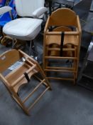 * 3 x wooden high chairs