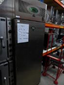 * Fosters S/S upright fridge on castors. 700w x 820d x 2060h