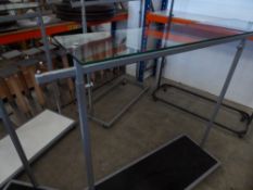 * clothes rail on castors - adjustable height with under shelf and glass over shelf