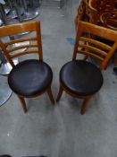 * 4 x wooden chairs with brown leather seats