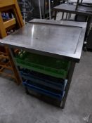 * S/S right hand feed table for a pass through dishwasher - with rack under to hold dishwasher trays