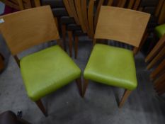 * 12 x wooden chairs with lime green seats