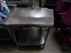 * S/S prep bench with undershelf - right side on angle - 2 cut outs to rear edge. 760-990w x 740d