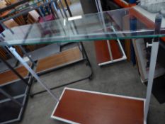 * clothes rail on castors - adjustable height with under shelf and glass over shelf