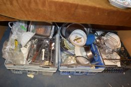 Three Crates of Kitchenware, Stainless Steel Servi