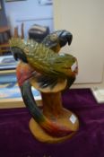 Wooden Carving of Parrots