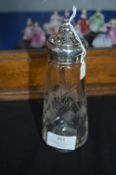 Cut Glass Caster with Hallmarked Sterling Silver T