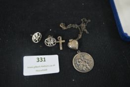 Sterling Silver St Christopher, Earrings, etc. ~9.