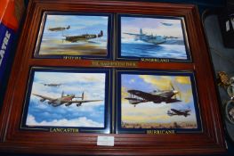 Davenport Pottery Magnificent Four Framed Aircraft