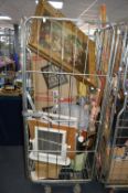 Cage Lot of Household Items; Books, Mirrors, Heate