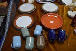 Fourteen Denby Plates and Seven Mugs