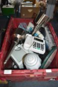 Box of Electrical Goods; Portable TV, Telephones,