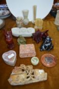 Carve Agate & Soapstone Eastern Figures etc.