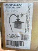 *15019-PZ Patina Bronze Light Fitting with Satin Etched Glass