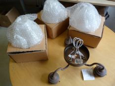 *K-3077 Old Brick Three Light Fitting with Scavo Glass