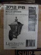 *P-9712-PB Polished Solid Brass Light Fitting with Clear Beveled Glass Panels