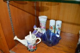 Old Tupton Ware Watering Can plus Marked Chinese Vases, etc.