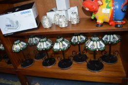 Seven Leaded Glass Tabletop Candle Lamps