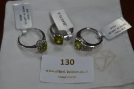Three Gemphoria Sterling Silver Earrings Rings with Green Gemstones