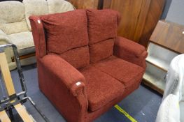 Raspberry Coloured Two Seat Sofa