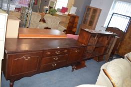 Dark Oak Effect Sideboard plus Glazed Shelf Unit